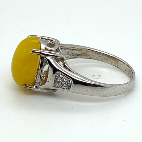 Yellow Opal 3.71ct Platinum Finish Solid 925 Sterling Silver Ring - Picture 7 of 7